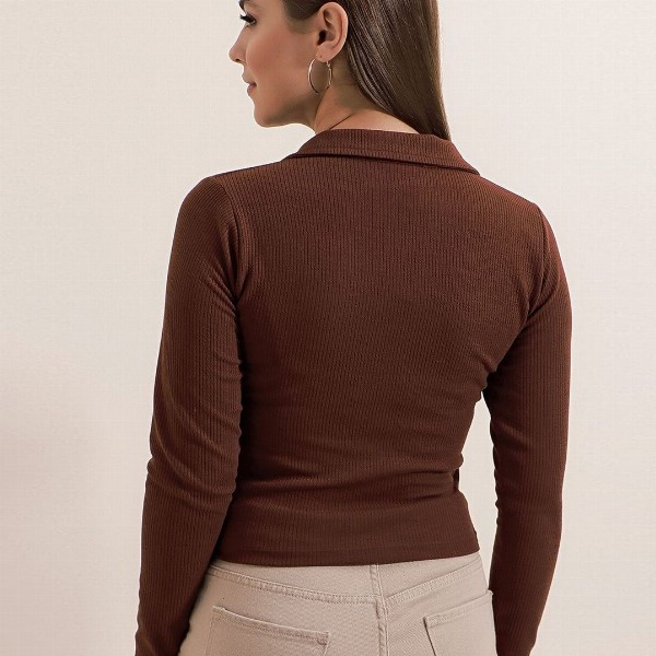 Dream Beauty Fashion Women Solid Shirt Collar Polyester Top