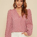 Stylecast X Slyck Polka Dot Printed Puff Sleeve Top