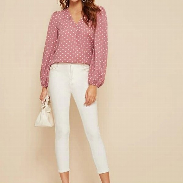 Stylecast X Slyck Polka Dot Printed Puff Sleeve Top
