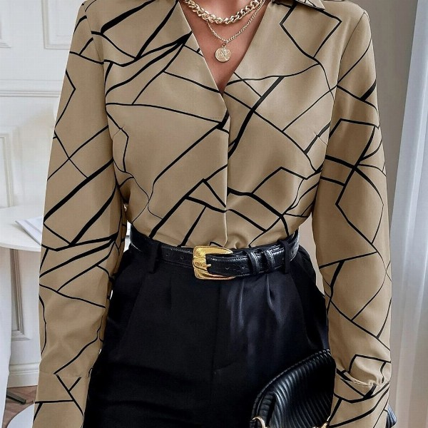 Stylecast X Slyck Geometric Printed Shirt Style Top