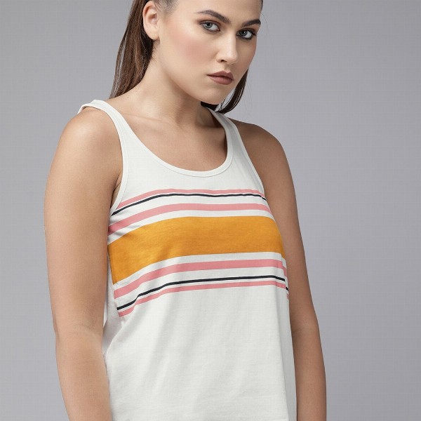 Roadster White Yellow Striped Tank Top