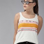 Roadster White Yellow Striped Tank Top