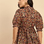 Azira Women Ethnic Printed Mandarin Collar Cotton Top