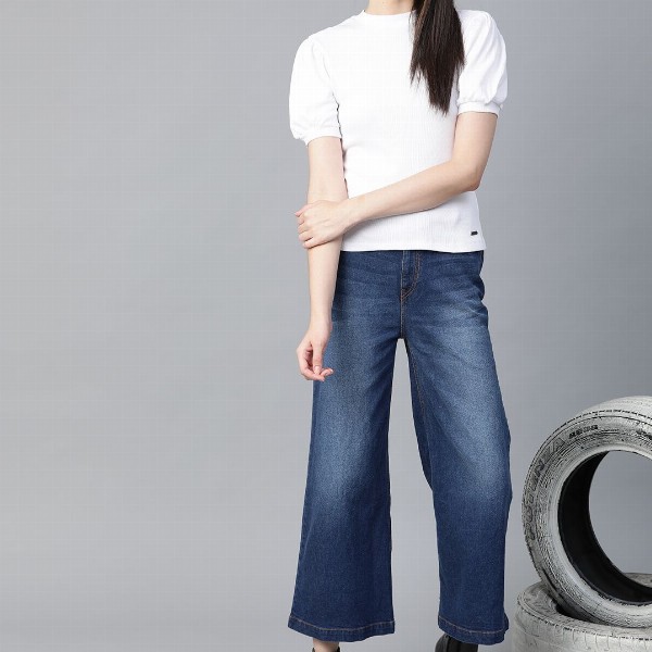 Roadster Women White Ribbed Pure Cotton Top