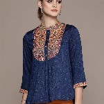 aarke Ritu Kumar Geometric Embroidered Mandarin Collar Top