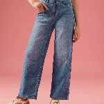 DressBerry Women Wide Leg High-Rise Light Fade Stretchable Jeans