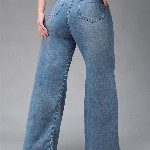 Miss Chase A+ Women Wide Leg High-Rise Light Fade Stretchable Jeans