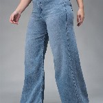 Miss Chase A+ Women Wide Leg High-Rise Light Fade Stretchable Jeans