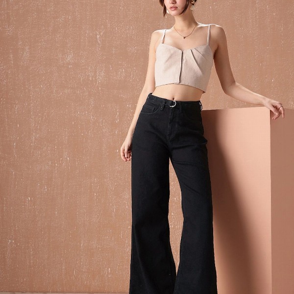 all about you Women Wide Leg High-Rise Stretchable Jeans