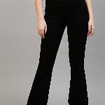 TARAMA Women Black Flared High-Rise Stretchable Jeans