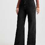 Off Duty India Women Comfort Wide Leg High Rise Cotton Jeans