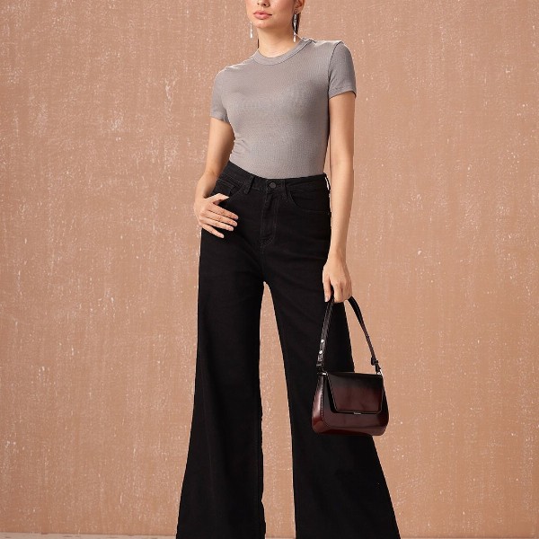 all about you Women Wide Leg High-Rise Stretchable Jeans