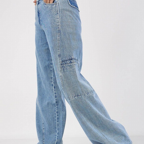 SASSAFRAS Women Wide Leg High-Rise Clean Look Pure Cotton Jeans