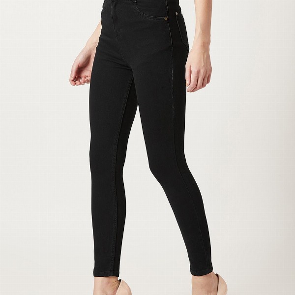 Miss Chase Women Black Skinny Fit High-Rise Clean Look Jeans