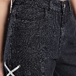 glitchez Women Baggy Wide Leg High-Rise Jeans With Fisheye Studs Tie Up