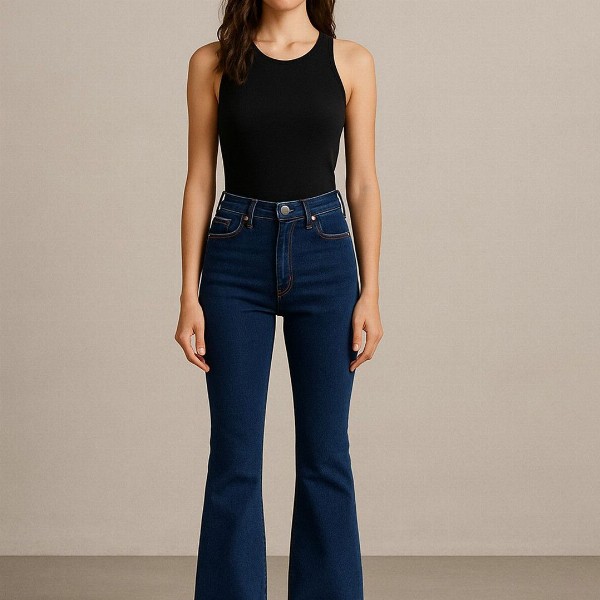 KASHIAN Women Flared High-Rise Stretchable Jeans