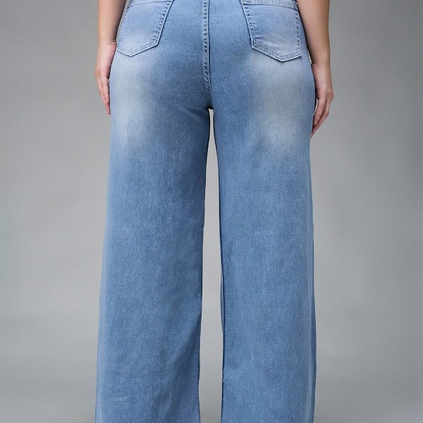 Miss Chase A+ Women Wide Leg High-Rise Stretchable Jeans