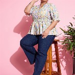 SASSAFRAS Curve Women Plus Size Navy Blue Flared High-Rise Stretchable Jeans