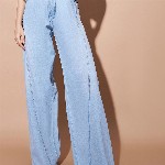 SASSAFRAS BASICS Women Wide Leg Mid Rise Light Fade Jeans