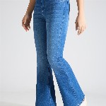 TARAMA Women Flared High Rise Clean Look Light Fade Stretchable Jeans