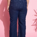 SASSAFRAS Curve Women Plus Size Navy Blue Flared High-Rise Stretchable Jeans