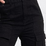 SASSAFRAS Women Straight Fit High-Rise Clean Look Pure Cotton Cargo Jeans