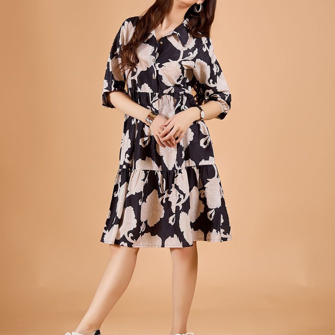 DressBerry Women Printed Fit & Flare Dress