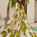 CORSICA Tropical Print Puff Sleeve Maxi Dress