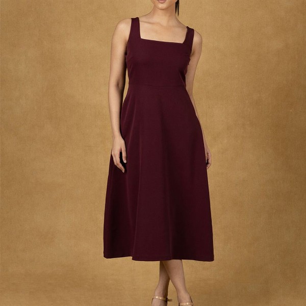 PowerSutra Solid Strappy Fit And Flared Dress