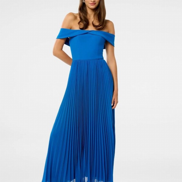 Forever New Women Off-Shoulder Accordion Pleats A-Line Midi Dress