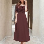 Sugathari Solid Puff Sleeve A-Line Midi Dress