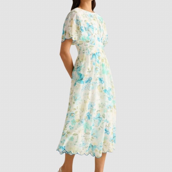 Forever New Floral Printed A-Line Midi Dress