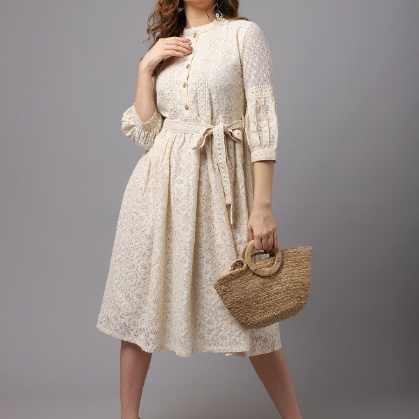 Tulsattva Off White Midi Dress