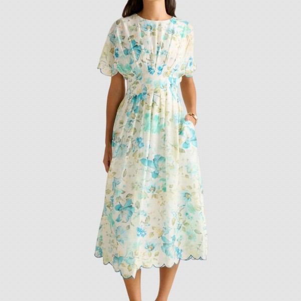 Forever New Floral Printed A-Line Midi Dress