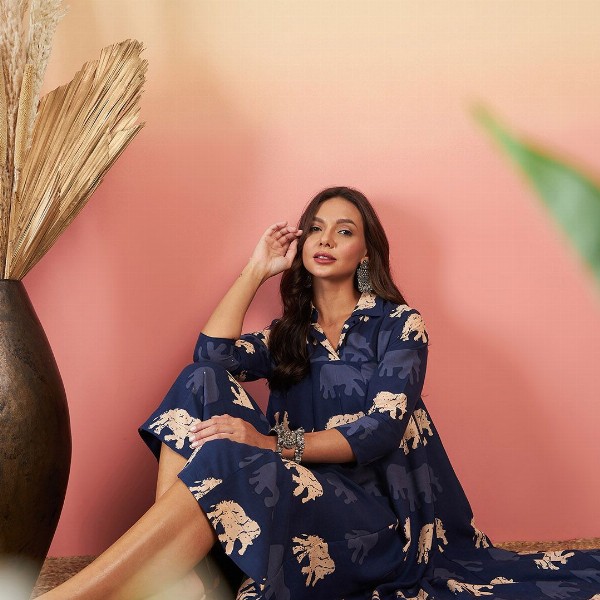 InWeave Conversational Printed Fit & Flare Dress