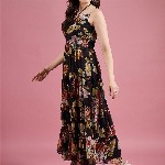DressBerry Floral Print Chiffon Maxi Dress