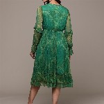 aarke Ritu Kumar Print Tie-Up Neck Puff Sleeve Ruffled Chiffon Fit & Flare Dress