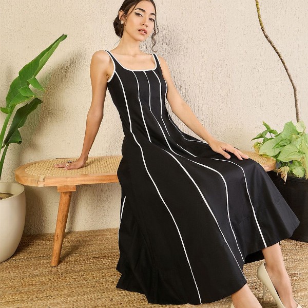 Uptownie Corset Fit Poplin Panelled Midi dress