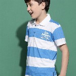 Lil Tomatoes Boys Striped Polo Collar Casual T-shirt
