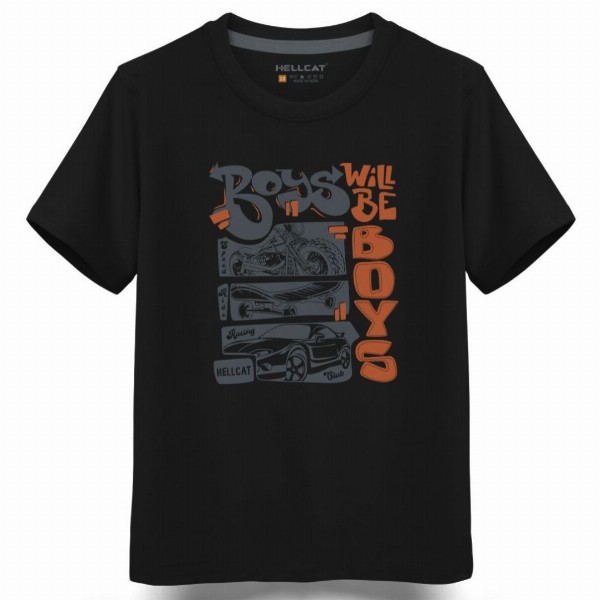 HELLCAT Boys Typography 3 Printed T-shirt