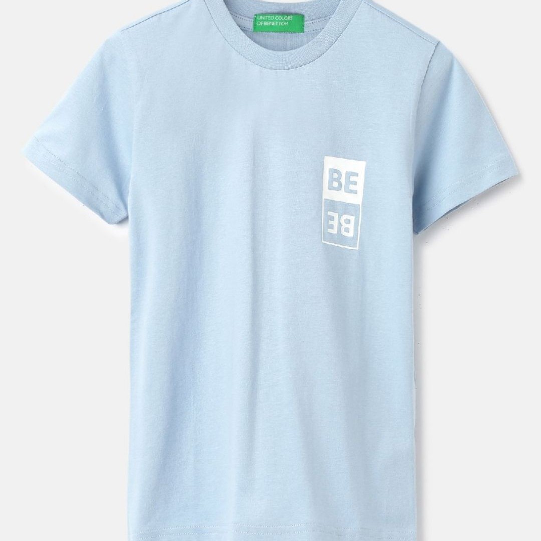 United Colors of Benetton Boys Solid Round Neck Pure Cotton T-Shirt