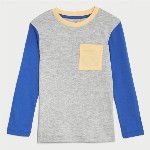 Marks & Spencer Boys Colourblocked Round Neck Cotton T-shirt