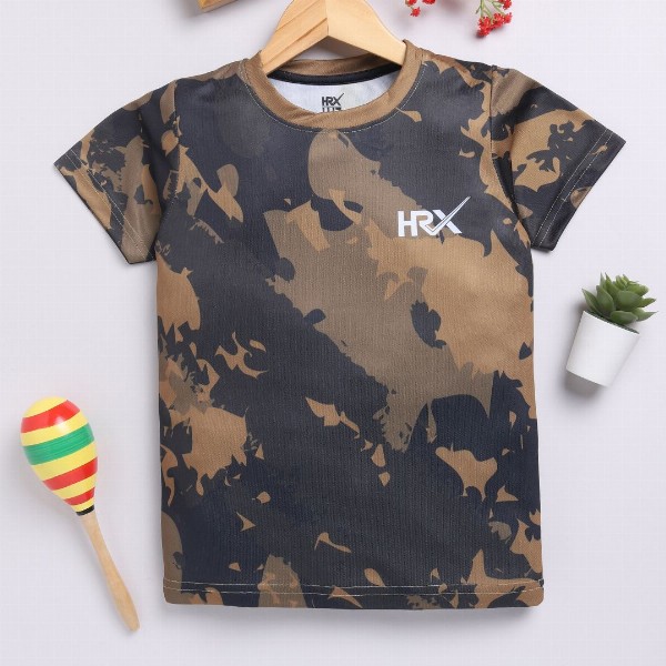 HRX by Hrithik Roshan Boys Camouflage Printed Rapid-Dry T-shirt