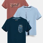 HELLCAT Boys Pack Of 3 Printed Cotton T-shirt
