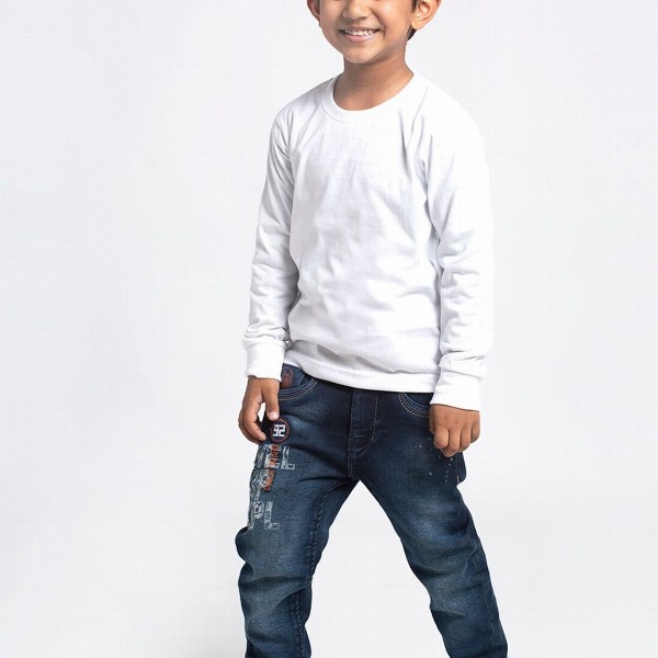 Friskers Boys White Solid T-shirt