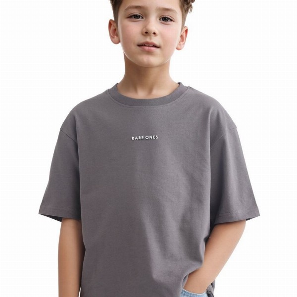 RARE ONES Boys Printed Drop-Shoulder Sleeves Boxy T-shirt