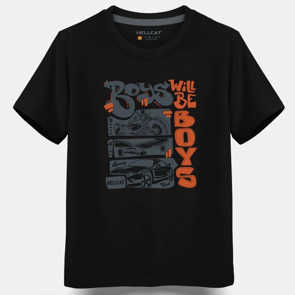 HELLCAT Boys Pack Of 2 Typography Printed Cotton T-shirt