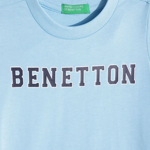 United Colors of Benetton Boys Pure Cotton Brand Logo Printed T-shirt