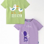 Nauti Nati Boys Pack of 2 Antimicrobial Graphic Printed Round Neck Cotton T-shirts