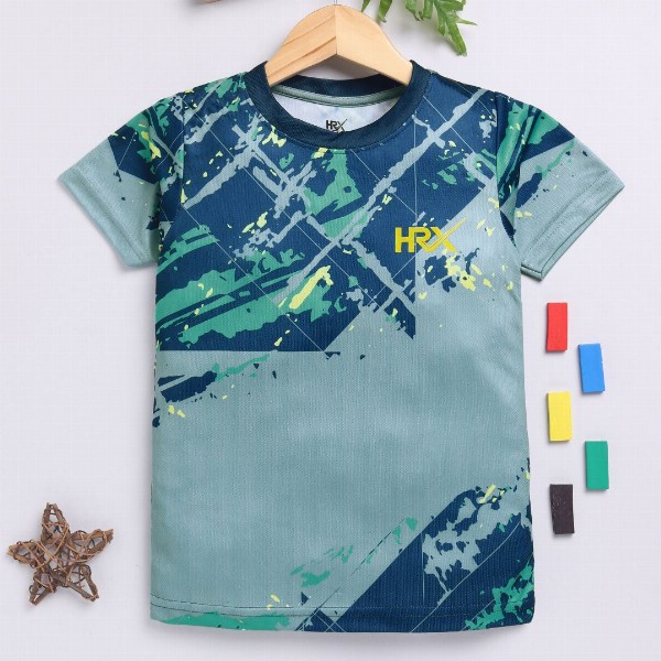 HRX by Hrithik Roshan Boys Abstract Printed Rapid-Dry T-shirt
